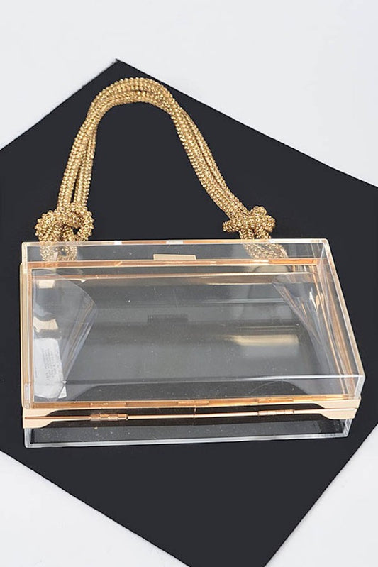 Living My Best Clear Purse- Gold