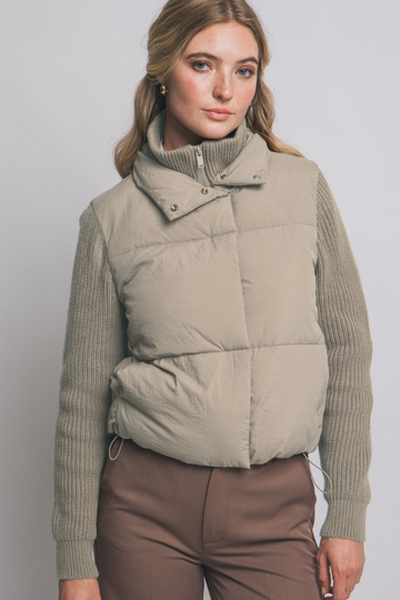 Take Charge Puffer Jacket - Taupe