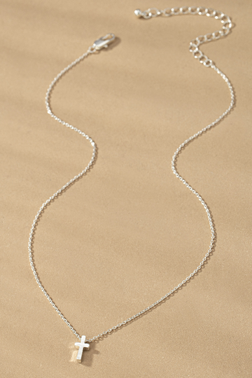 Mini Cross Necklace - Silver