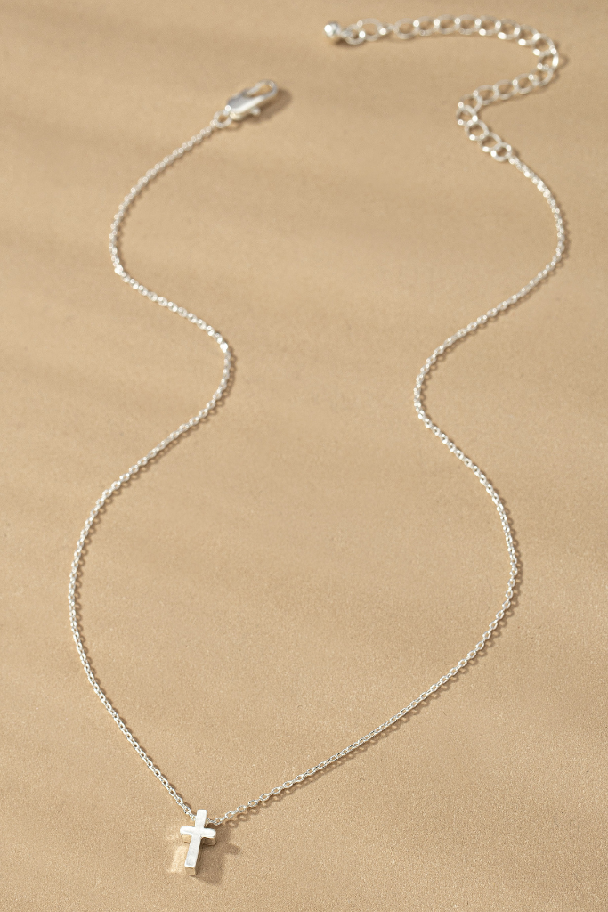 Mini Cross Necklace - Silver