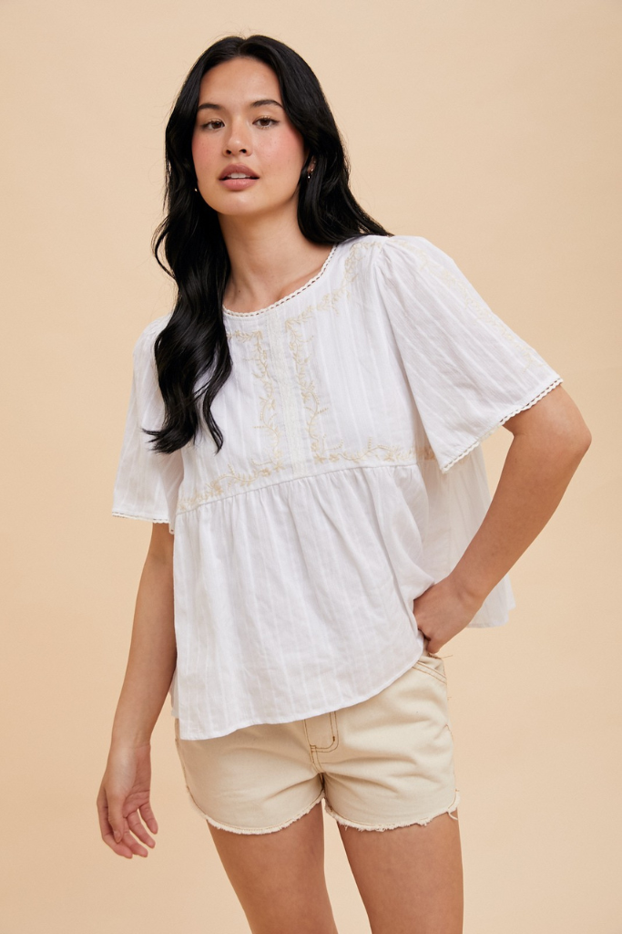Somerton Babydoll Top - Off White