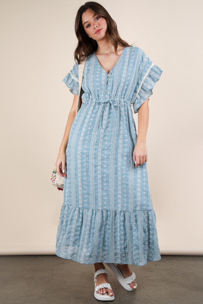 Voices Carry Midi Dress - Blue