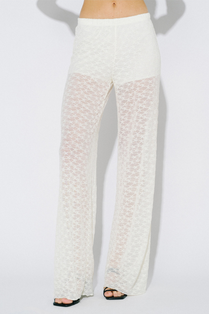 Kandis Wide Leg Lace Pants - Off White