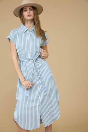Keepsake Striped Midi Dress - Blue/White