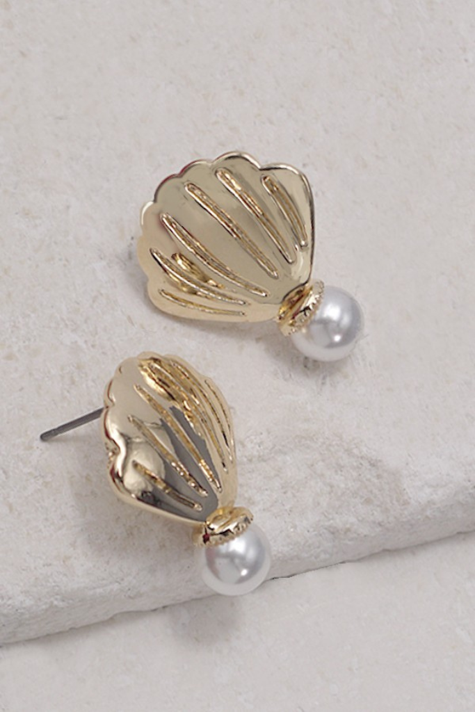 Ocean Muse Seashell Earring - Gold