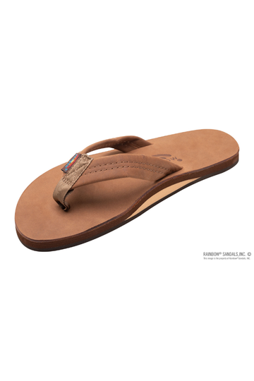 Rainbow Premier Leather Single Layer  Wide Strap Sandal - Redwood