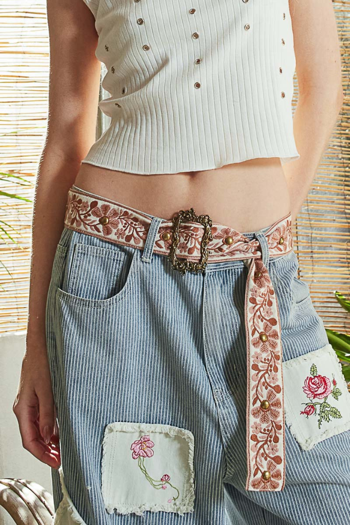 Hold Me Floral Belt - Ivory/Mauve