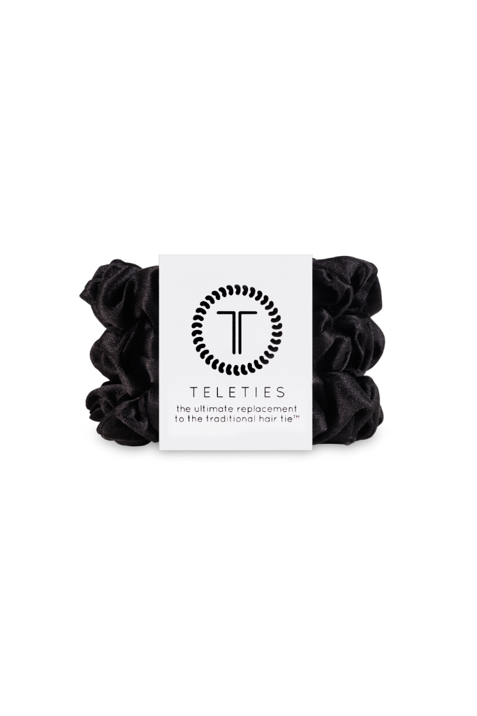 TELETIES Small Silk Hair Scrunchie - Jet Black