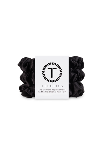 TELETIES Small Silk Hair Scrunchie - Jet Black