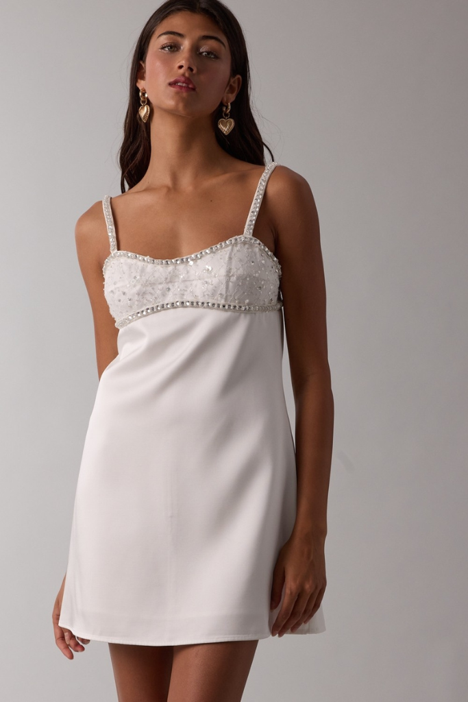 Ambrosia Jeweled Dress - White