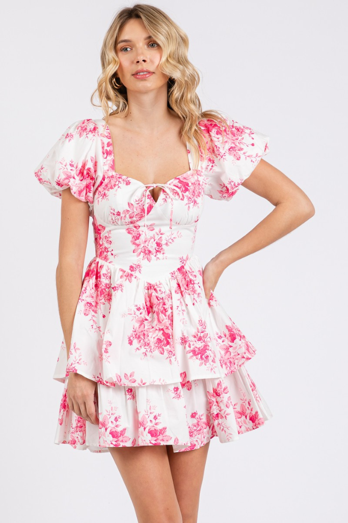 Ella Rose Floral Dress - Pink