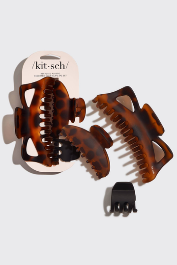 KITSCH Recycled Plastic Assorted Jumbo Claw Clips -  3pc