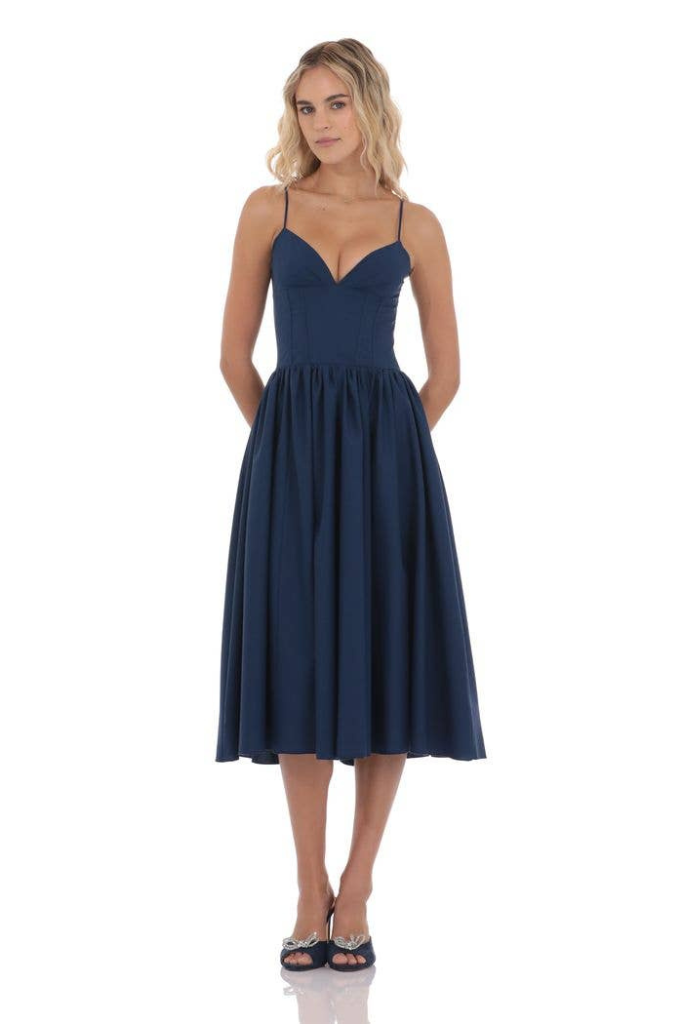 Lucy In The Sky Carmen Midi Dress - Navy