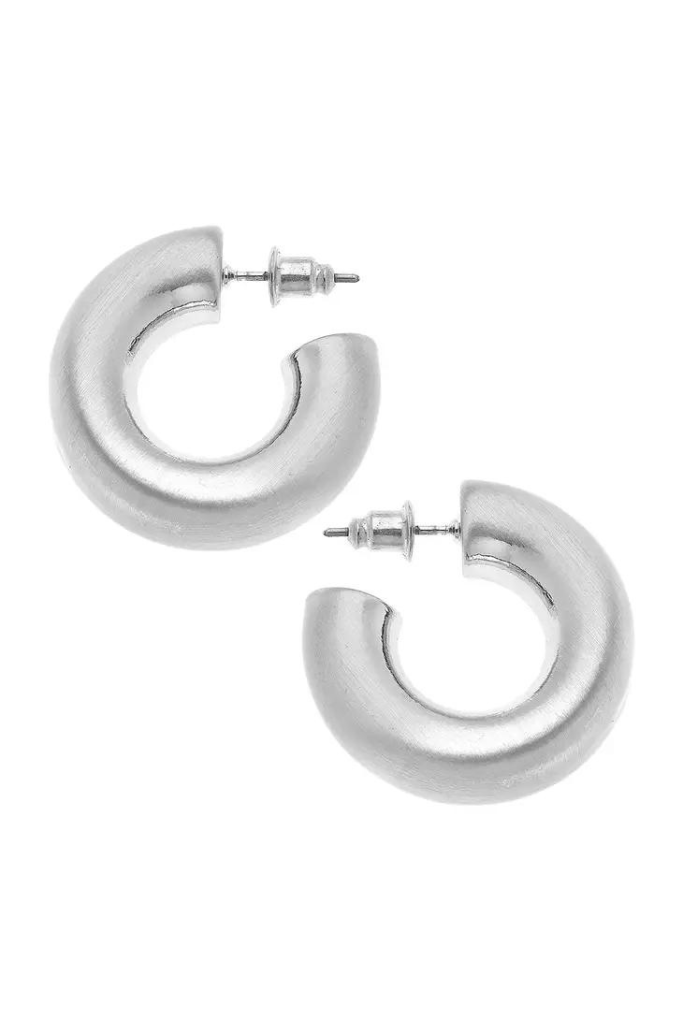 Coraline Hoop Earrings- Satin Silver