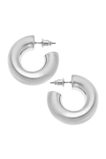 Coraline Hoop Earrings- Satin Silver