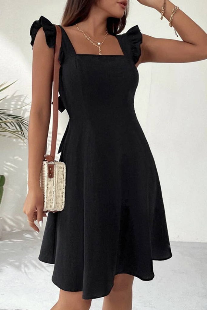 Daydream Lane Ruffle Dress - Black