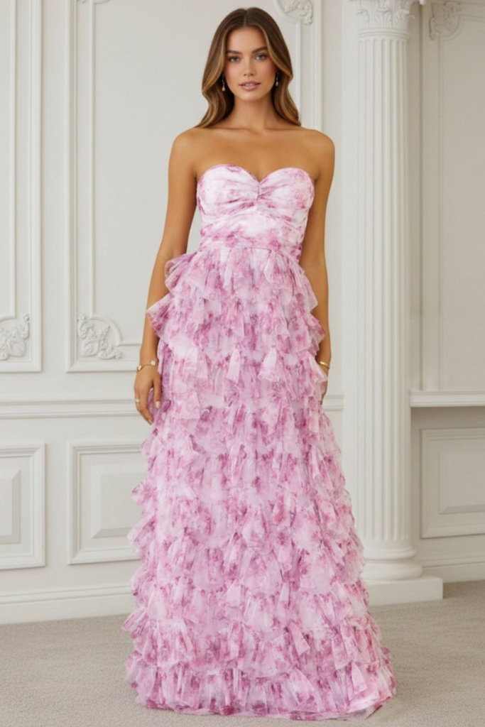 Spring Poise Floral Dress - Fuchsia