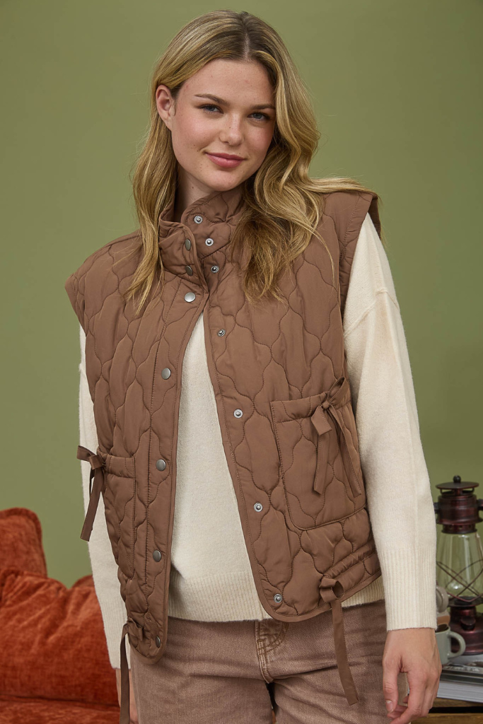 Snow Angel Puffer Vest - Brown