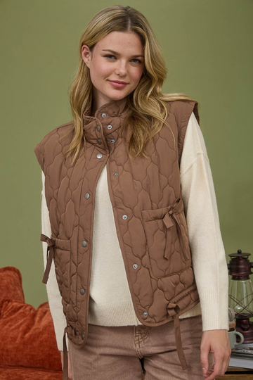 Snow Angel Puffer Vest - Brown