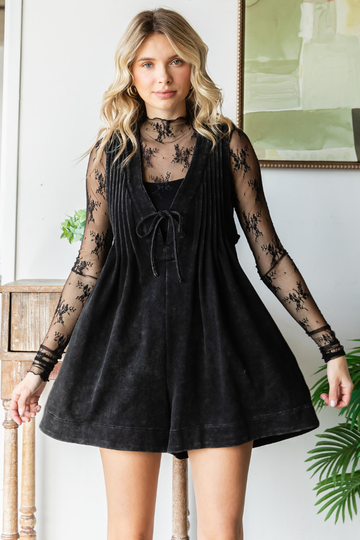 Take Your Love French Terry Romper - Black