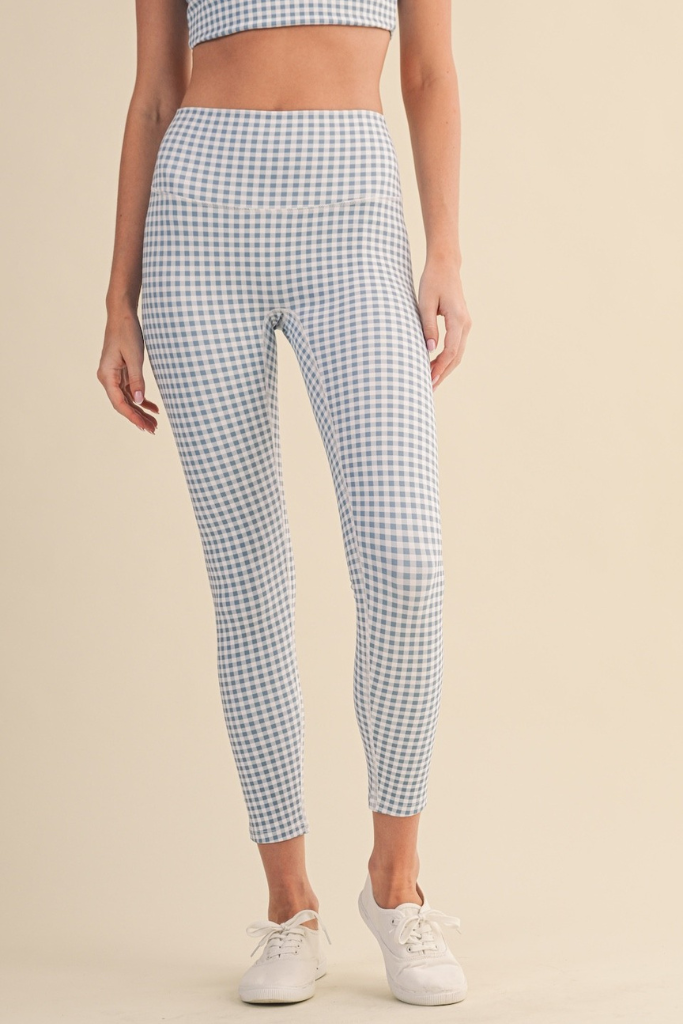 Fast Moves Gingham Leggings - Blue