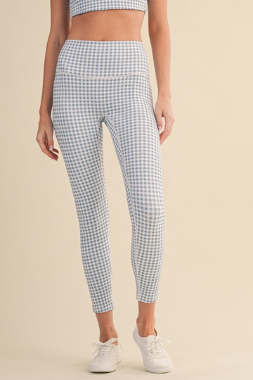 Fast Moves Gingham Leggings - Blue