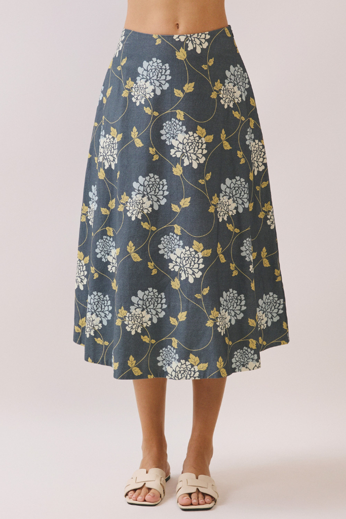 Summer Sail Floral Maxi Skirt - Grey