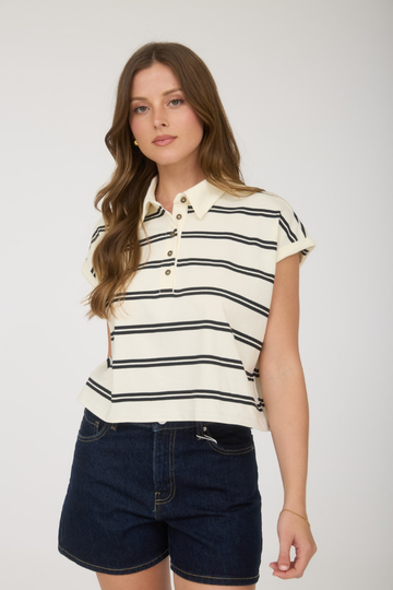 Modern Lines Striped Top - Cream/Black