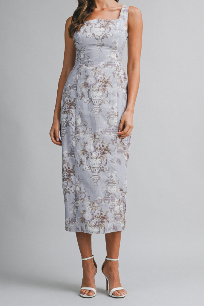 Soft Bloom Floral Midi Dress - Lavender