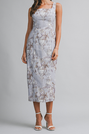 Soft Bloom Floral Midi Dress - Lavender