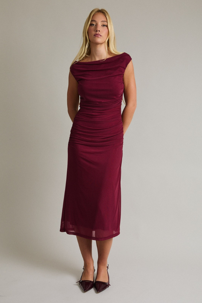 Watch Out Midi Dress - Dark Rose