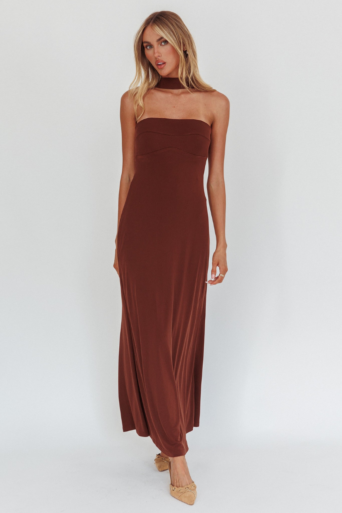 Silent Vow Maxi Dress - Chocolate