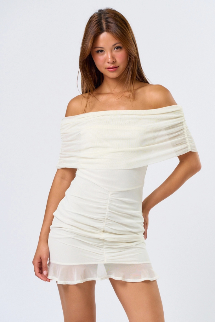 Jordie Mesh Mini Dress - Cream