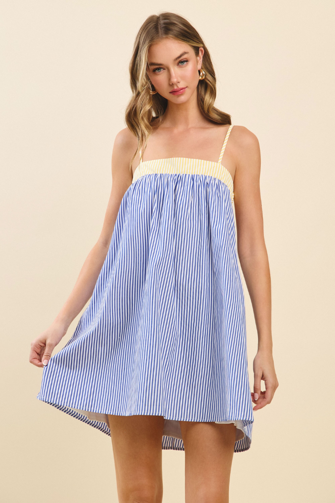 Hot Streak Striped Dress - Blue/Yellow