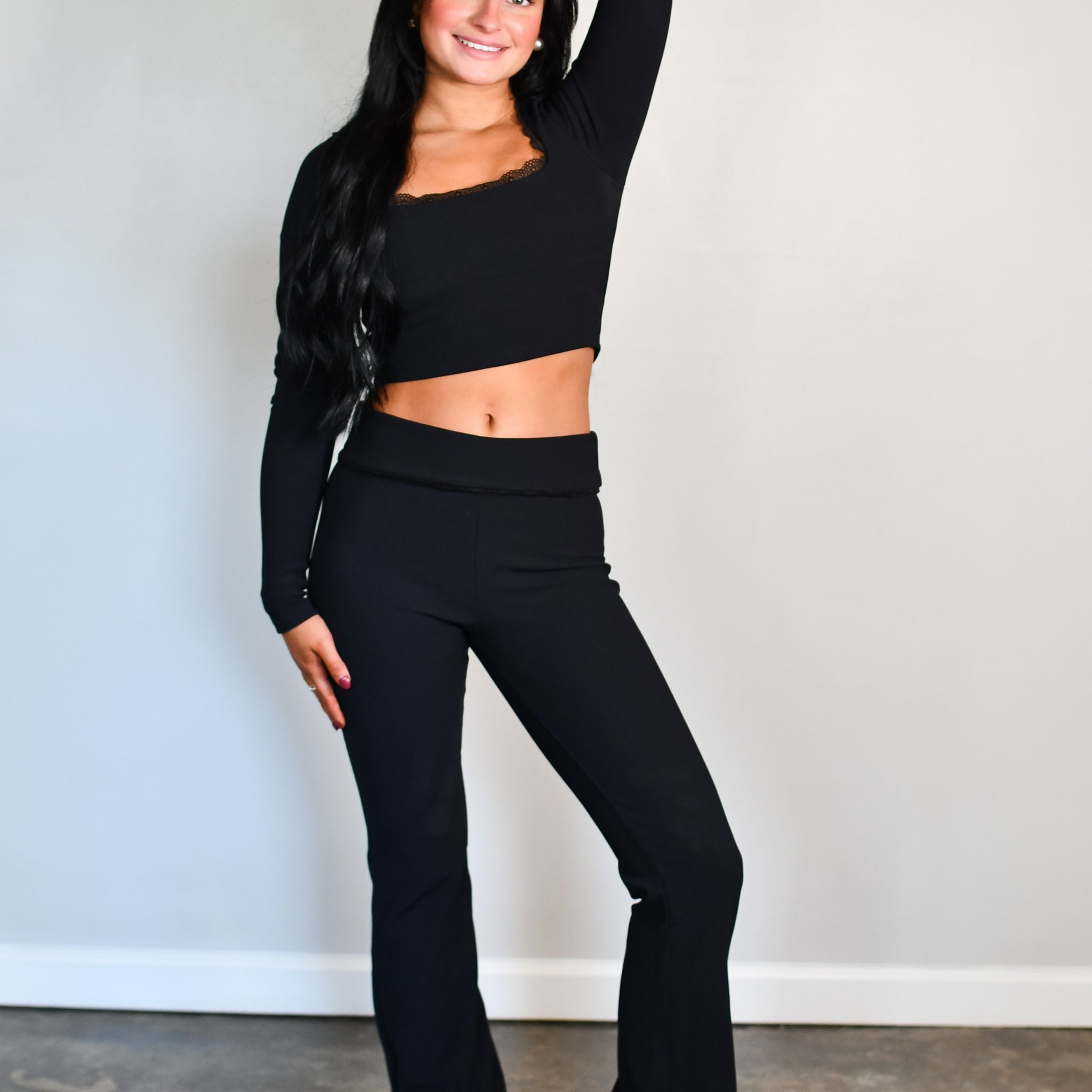 Tooloolah Luxe Lace Flare Leggings - Black