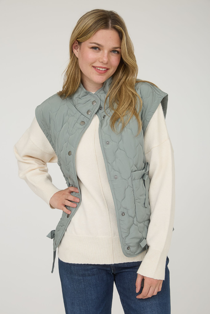 Snow Angel Puffer Vest - Dusty Sage