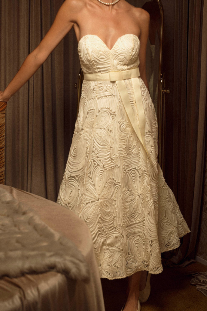 Quincey Textured Midi Dress - Cream