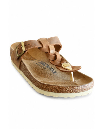 Birkenstock Gizeh Braided Oiled Leather- Cognac
