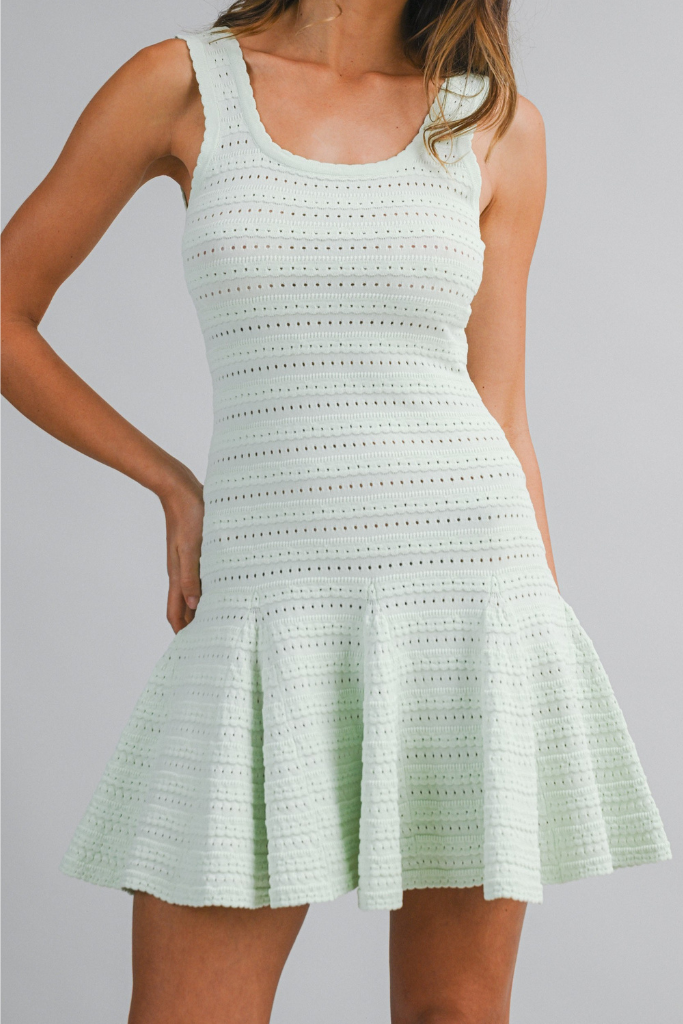 Clean Slate Pointelle Dress - Mint