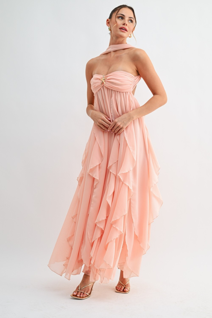 Mitzie Coastal Maxi Dress - Peach Pink