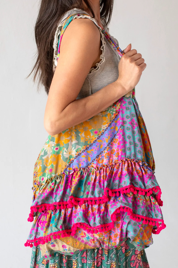 Ruffle Tote Bag - Multi Patchwork
