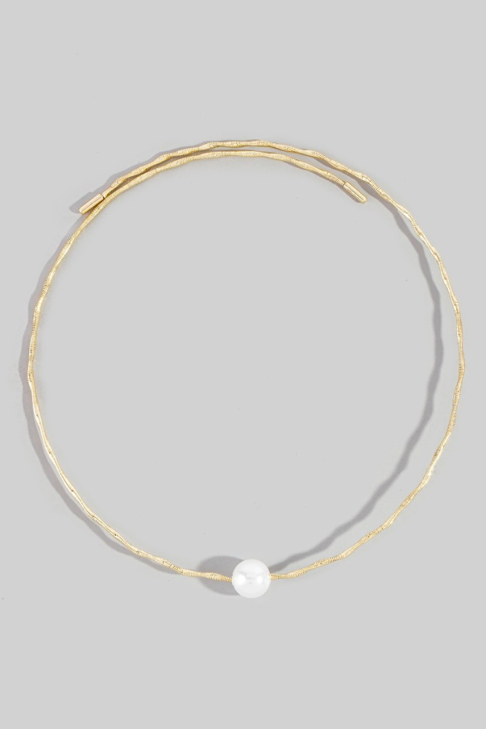 Would You Wire Choker Necklace - Pearl/Gold