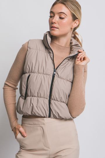 City Leaves Puffer Vest - Taupe