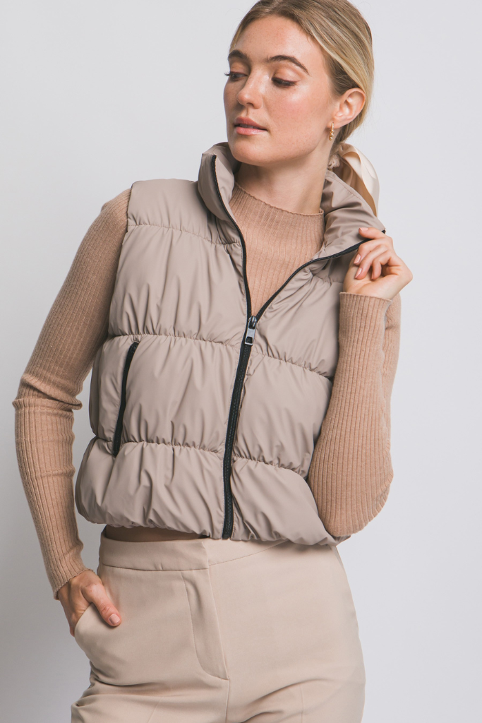 City Leaves Puffer Vest - Taupe