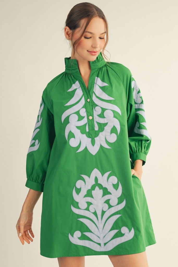 Sarah Floral Shift Dress - Kelly Green