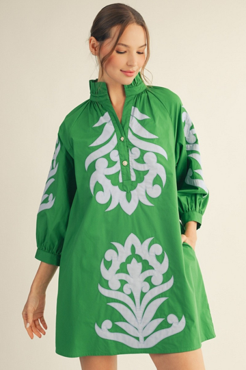 Sarah Floral Shift Dress - Kelly Green