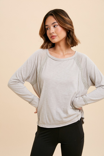 Marcella Long Sleeve Top - Grey Taupe