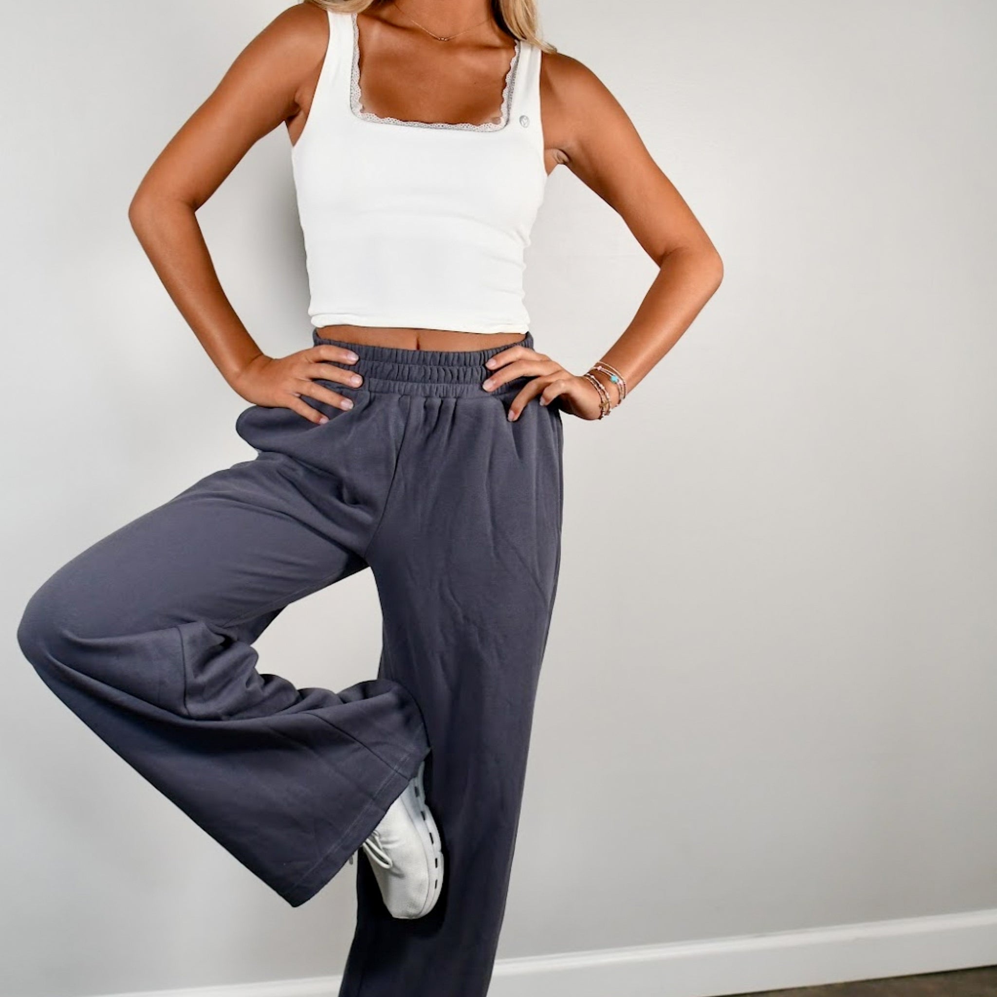 TooLooLah Baseline Straight Leg Joggers - Charcoal