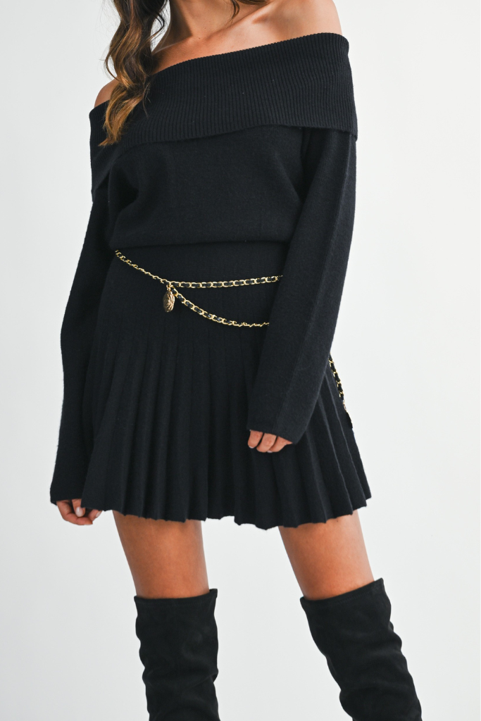 Talli Off Shoulder Dress - Black