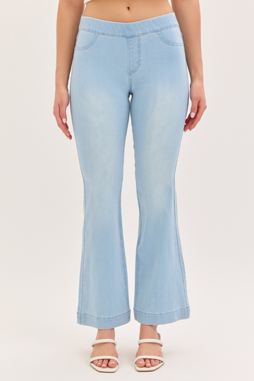 Reason To Relax Petite Flare Jeans  - Light Wash